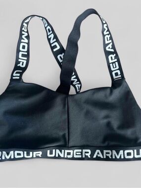 Under Armour Black Sports Bra with White Logo Straps